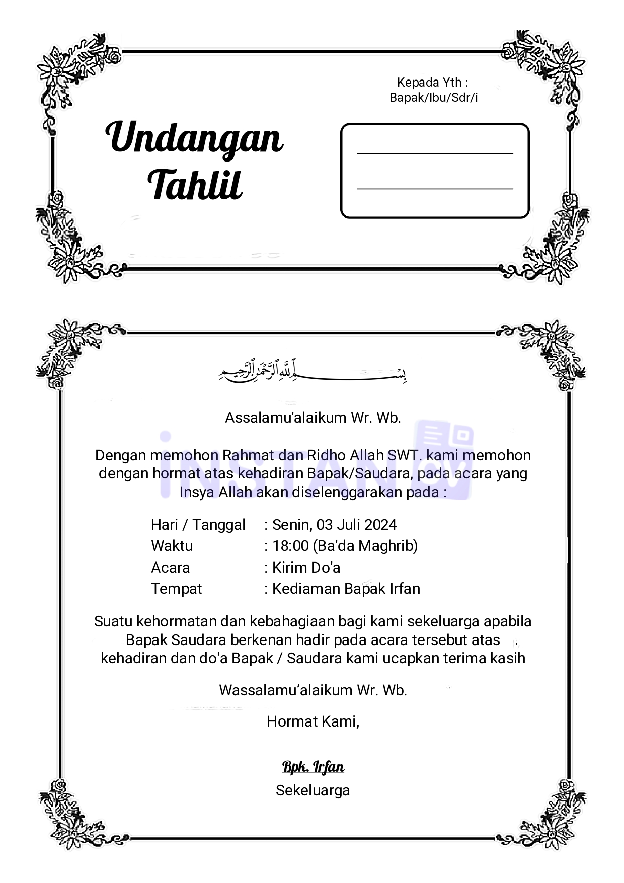 Bingkai Surat Undangan Tahlil Serba Serbi Undangan Images And Photos Bilarasa Bingkai Surat Undangan Tahlil Serba Serbi Undangan Images And Photos Bilarasa