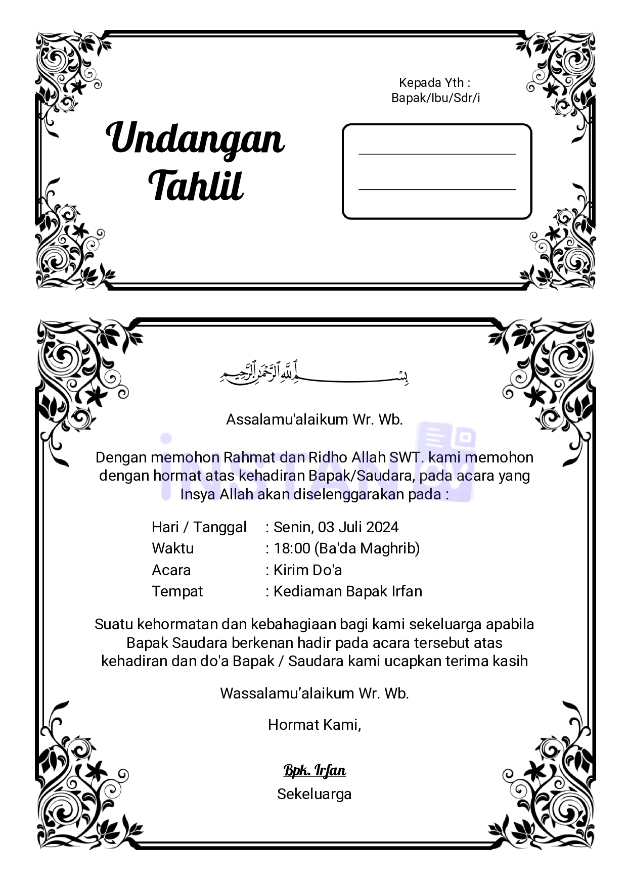 Template Undangan Tahlil Style 31 Gratis Download Template Undangan Tahlil Style 31 Gratis Download